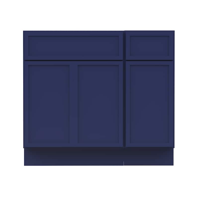 Vanity Art 36" Oak Freestanding Bathroom Vanity Cabinet without Top - Blue