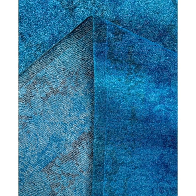 Overdyed One-of-a-Kind Hand-Knotted Area Rug - Blue - 12' 4" x 15' 0"