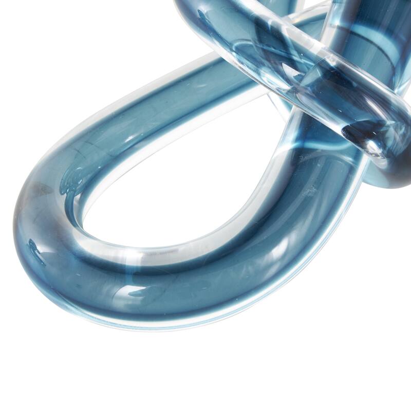 Glass Knot Abstract Twisted Loop Decorative Sculpture - Set of 2 Blue or Black - Roche River Decor