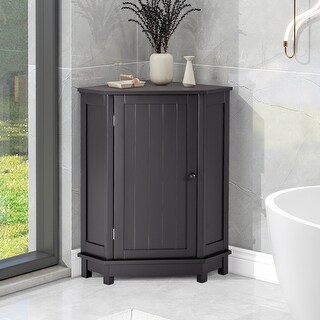 Triangle Corner Wood Tall Storage Cabinet with Adjustable Shelves, 2 Doors  and Round Metal Knobs for Bathroom - On Sale - Bed Bath & Beyond - 38149244