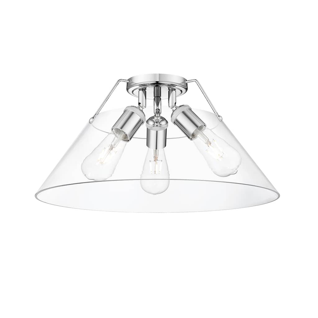 Orwell 3-Light Flush Mount in Chrome with Clear Glass - Silver