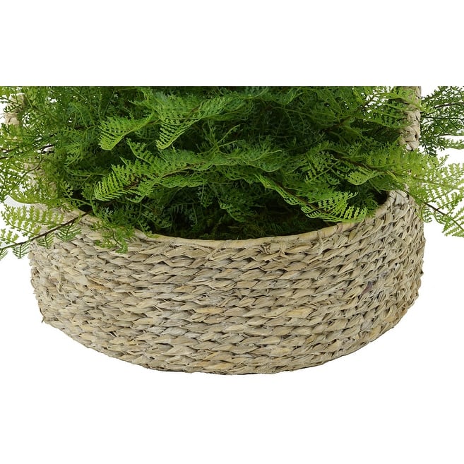 Faux Maidenhair Fern in Seagrass Tray Basket