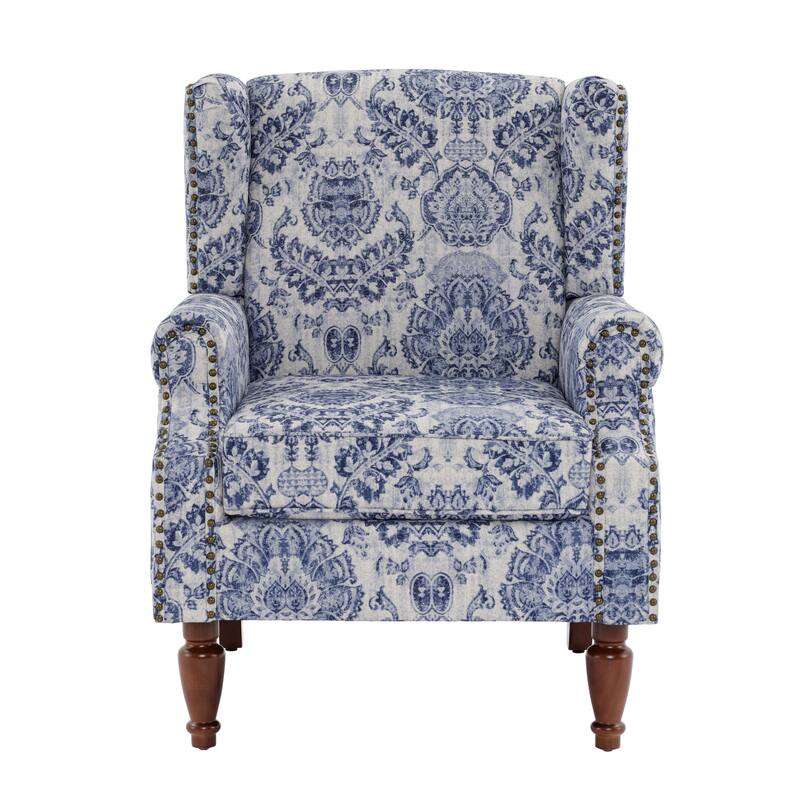 Patterned Upholstered Accent Chair for Living Room