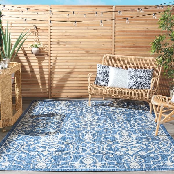 slide 2 of 85, Nourison Garden Party Trellis Indoor/Outdoor Area Rug 6' x 9' - Denim Blue