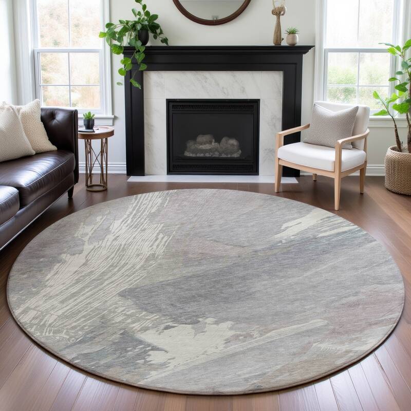 Premium Washable Super Soft Contemporary Brush Mayfield Rug - Putty - 8' x 8'