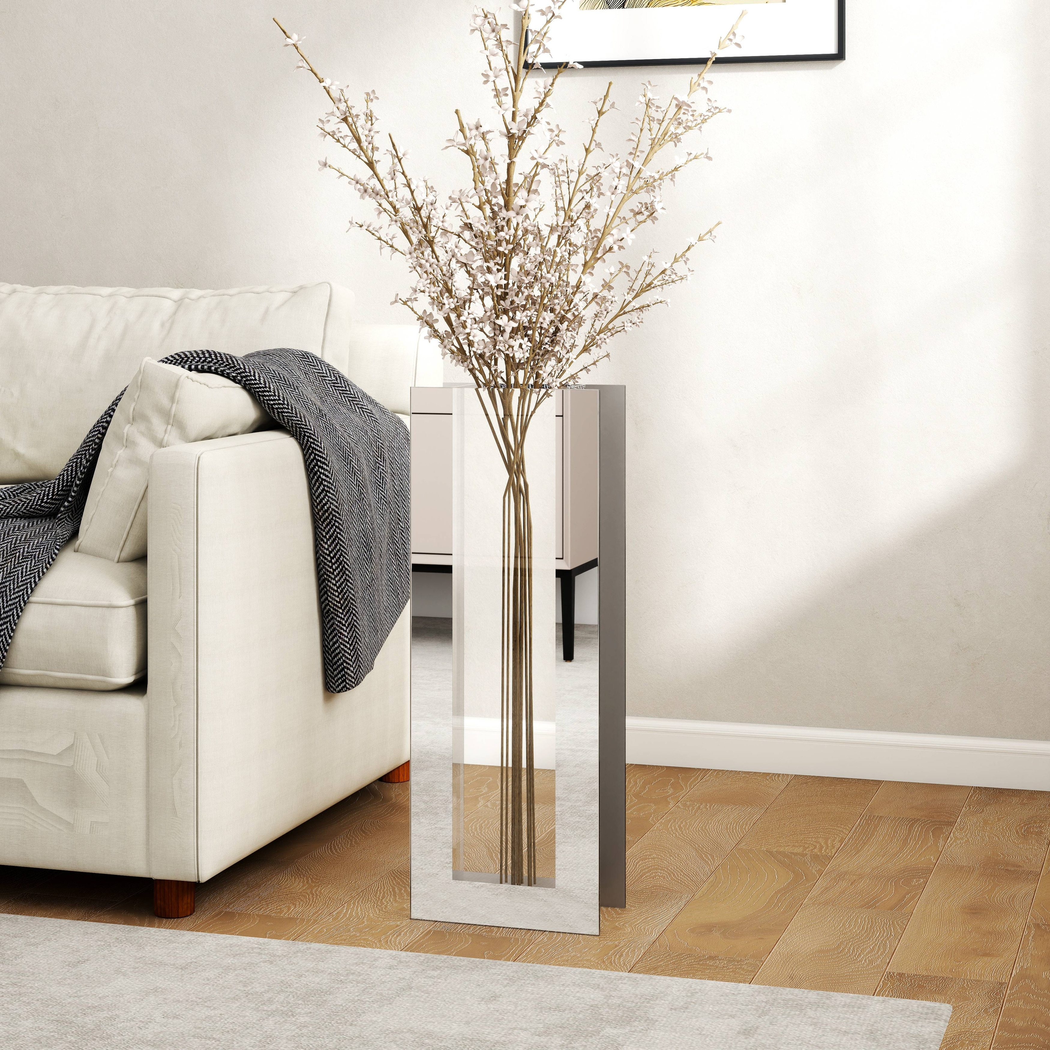 Clear Mirror Glass Floor Vase