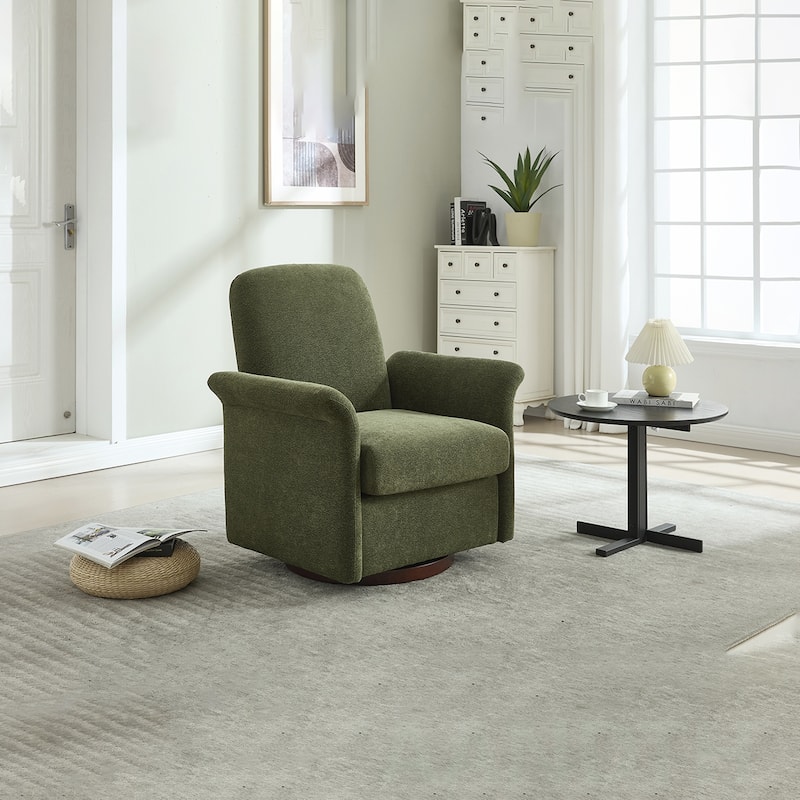 Swivel Wood Barrel Accent Chair