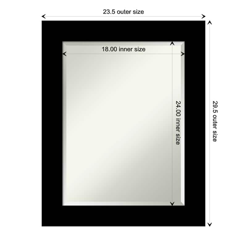 Basic Beveled Wood Framed Wall Mirror - Basic Black - Glass Size 18x24