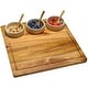 preview thumbnail 5 of 6, Picnic at Ascot Premium Acacia Charcuterie Board Set with Ceramic Bowls and acacia spoons - 13" x 13"