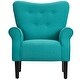 preview thumbnail 12 of 21, Baroque Wing Back Accent Chair Roll Arm with Cushion & Footpads, Blue
