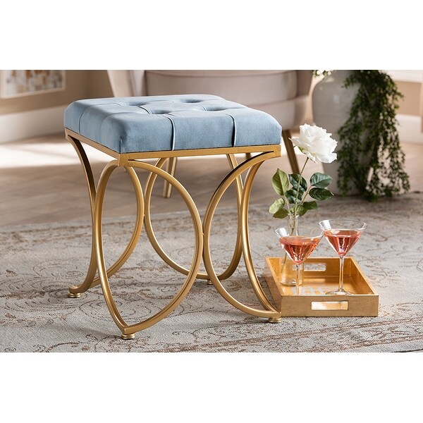 Shop Austin Light Blue Velvet Fabric Gold Finished Metal ...