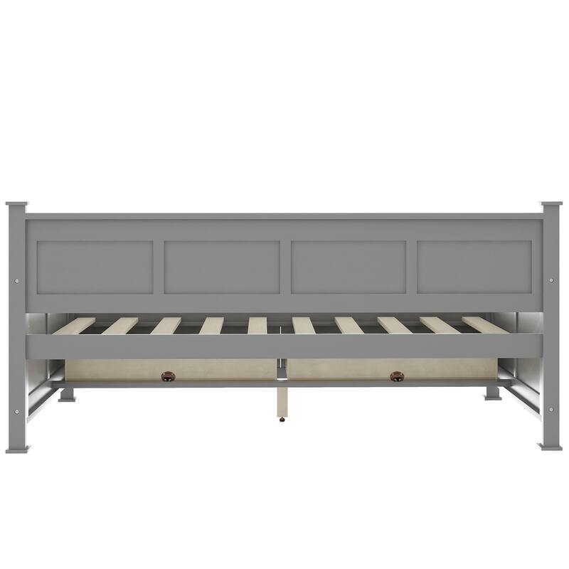 Twin Size X-shaped Frame Daybed with 2 Large Drawers in Gray