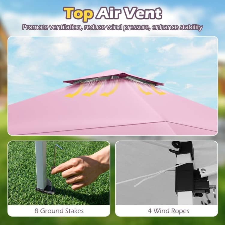 Pop up Gazebo with Portable Carrying Bag 8 Stakes and 4 Wind Ropes
