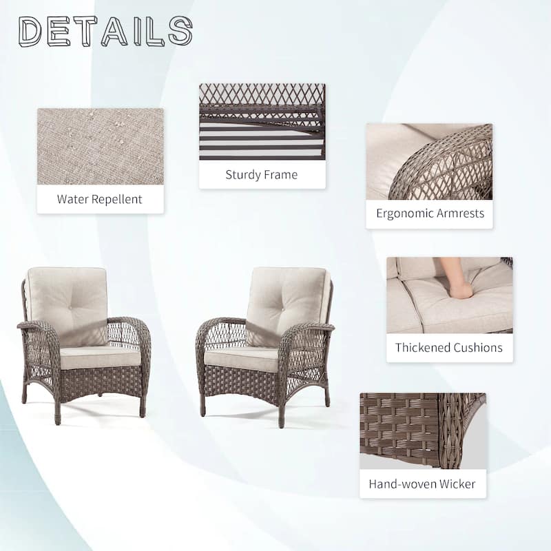 Cozywor Wicker Outdoor Patio Lounge Chair (Set of 2)