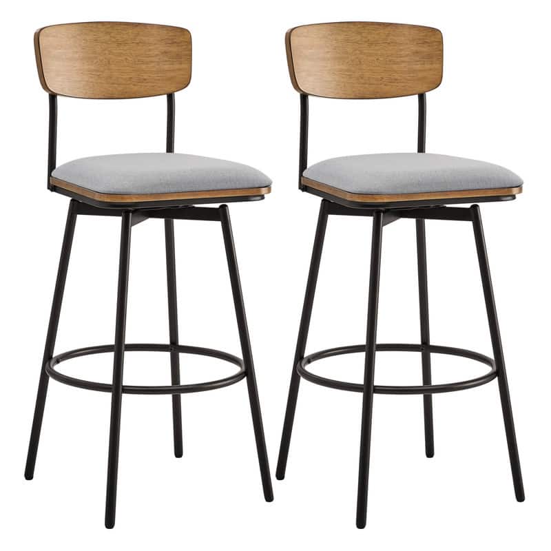 Spruce & Spring Claire Swivel Counter Height Bar Stool Set - Set of 2 - Light Grey-Fabric - Bar Height