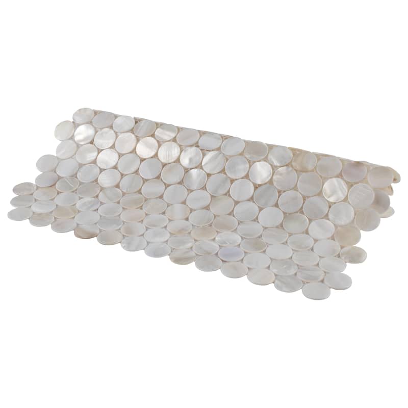 Merola Tile Conchella Mini Penny White 11-1/2" x 11-5/8" Natural Shell Wall Tile
