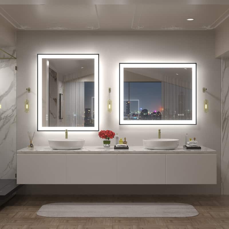 Front & Back LED Anti-Fog Tempered Glass Framed Bathroom/Vanity Mirror 3-Year Warranty