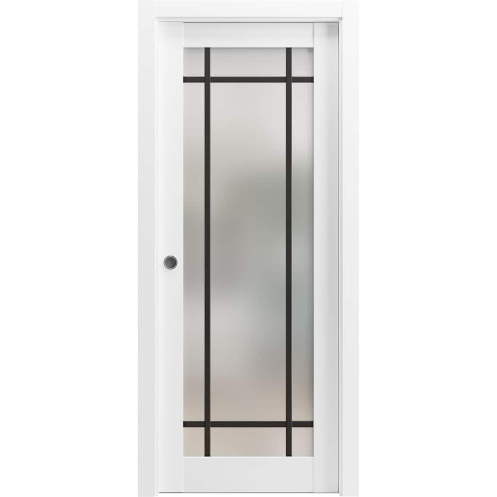 French Pocket Door 18 x 80 Planum 2112 White Silk Kit Trims Rail