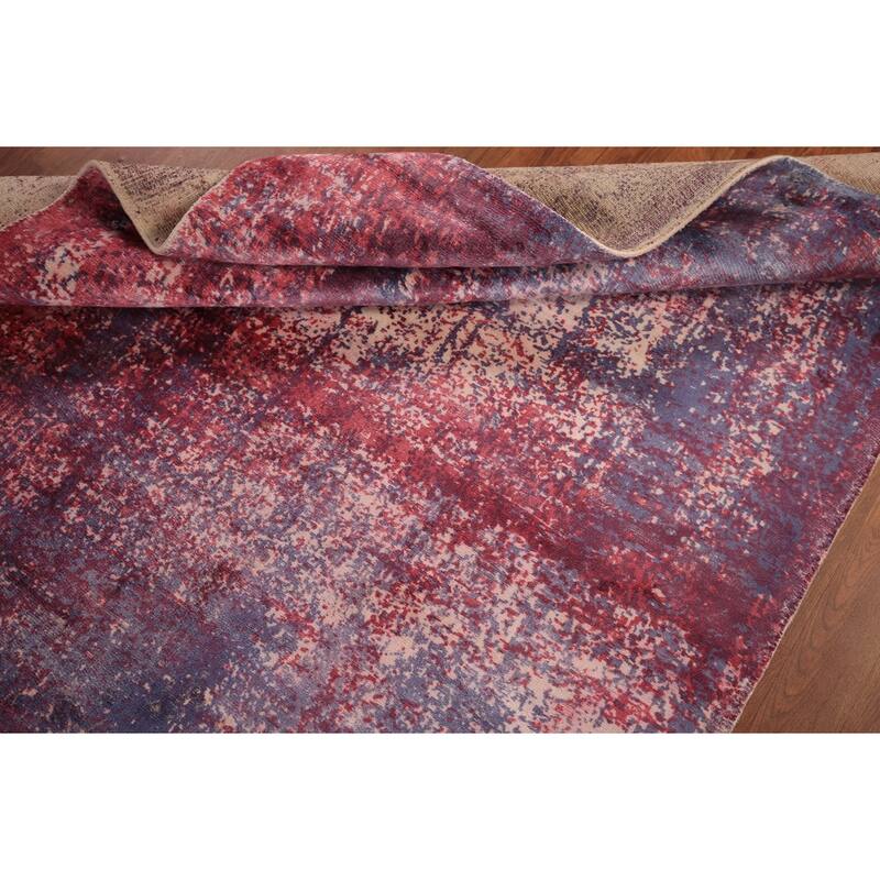 Colorful Abstract Contemporary Rug Hand-Knotted Wool Carpet - 4'8" x 6'7"