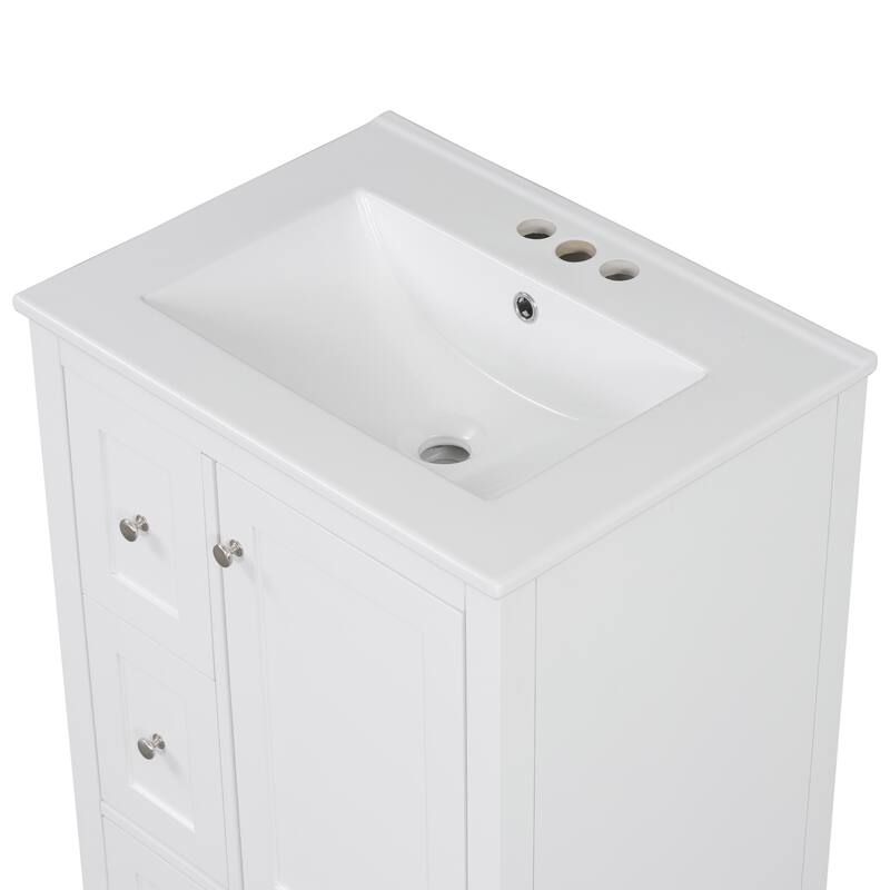 24-Inch Bathroom Vanity with Storage, Adjustable Shelf