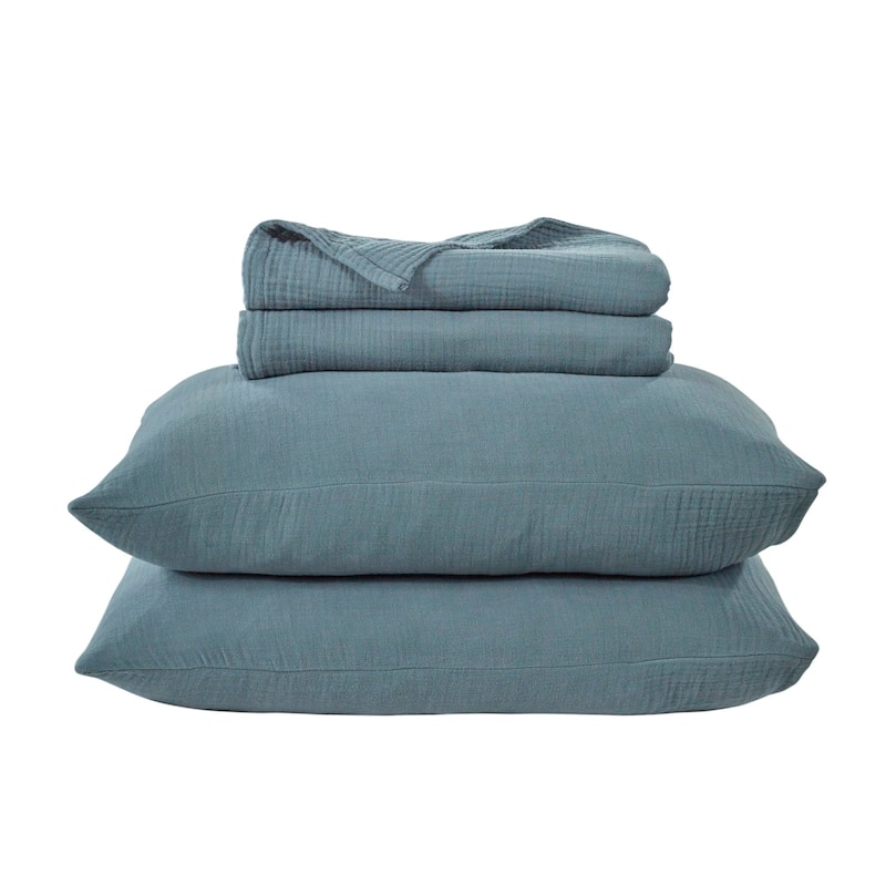 HiEnd Accents 100% Cotton Voile Muslin Gauze Soft and Lightweight 3 Piece Blanket Set