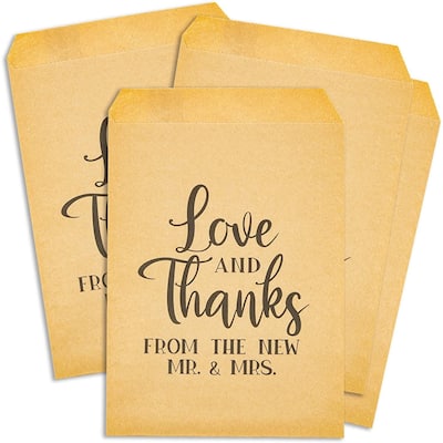 Blue Panda Kraft Paper Treat Bags for Wedding Party Favors (5 x 7.5 Inches, 100-Pack)