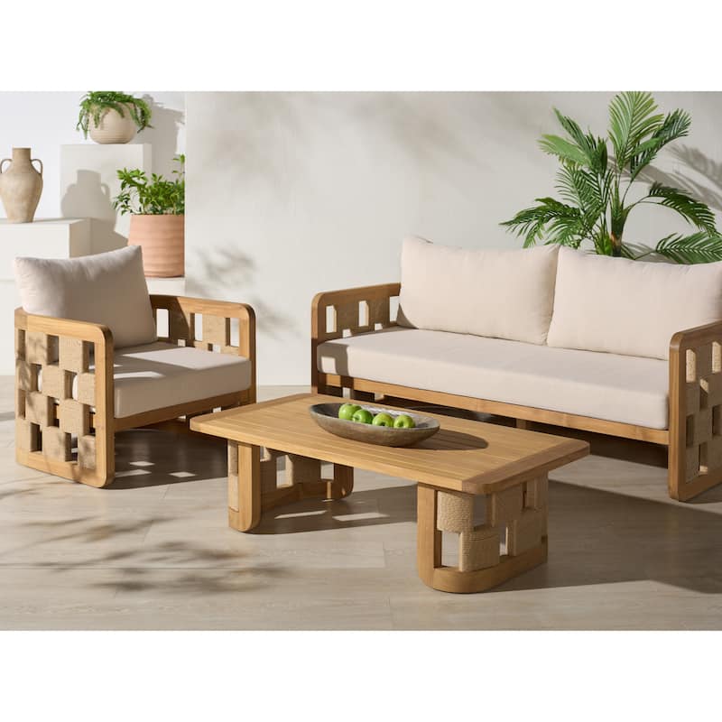 SAFAVIEH Couture Skipper Teak Patio Chair - 31"W x 30"D x 24"H