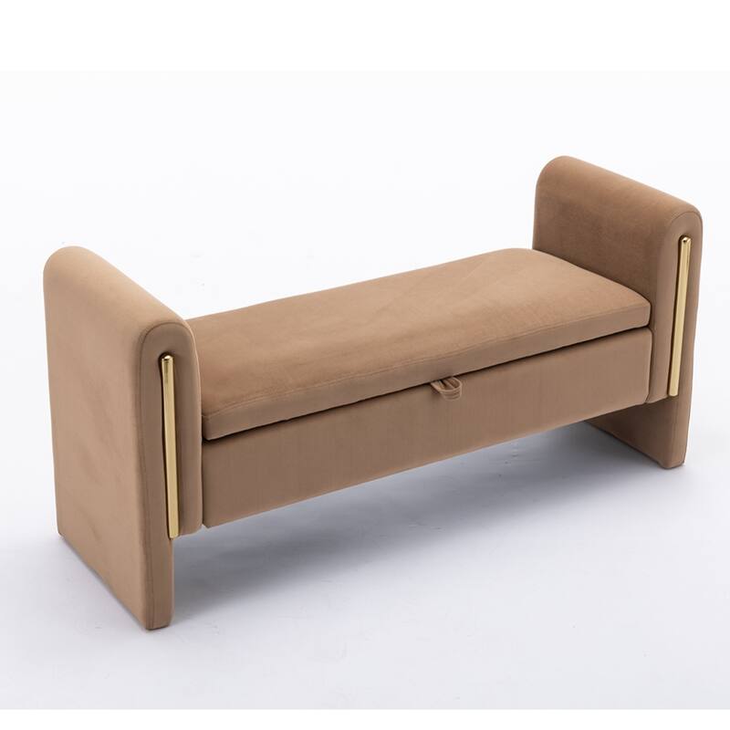 Storage Bench Bedroom Bench With Gold Metal Trim Strip