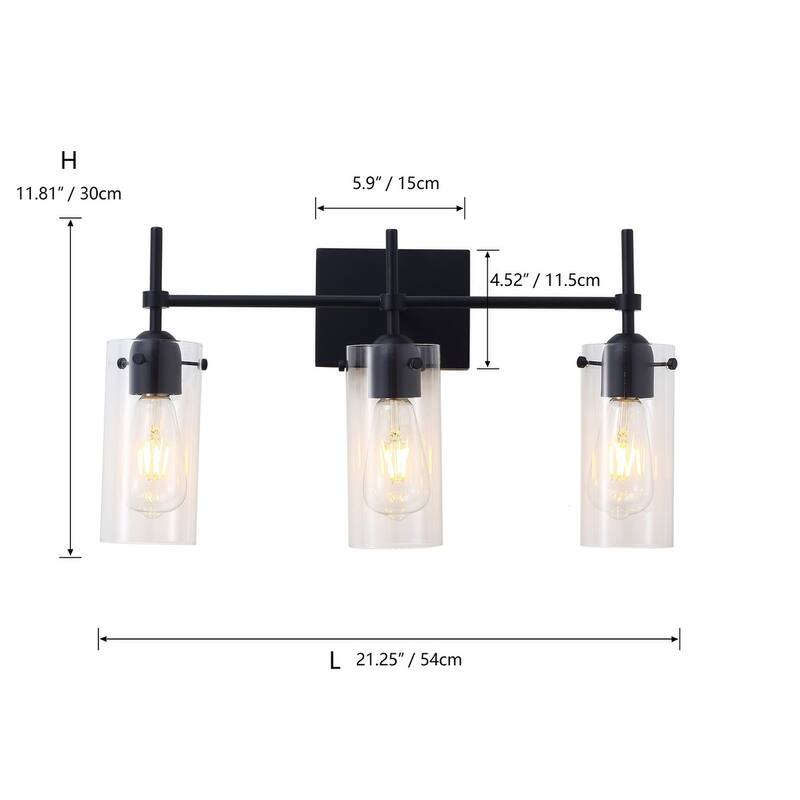 Modern Cylinder Clear Glass Shade Bathroom Vanity Light