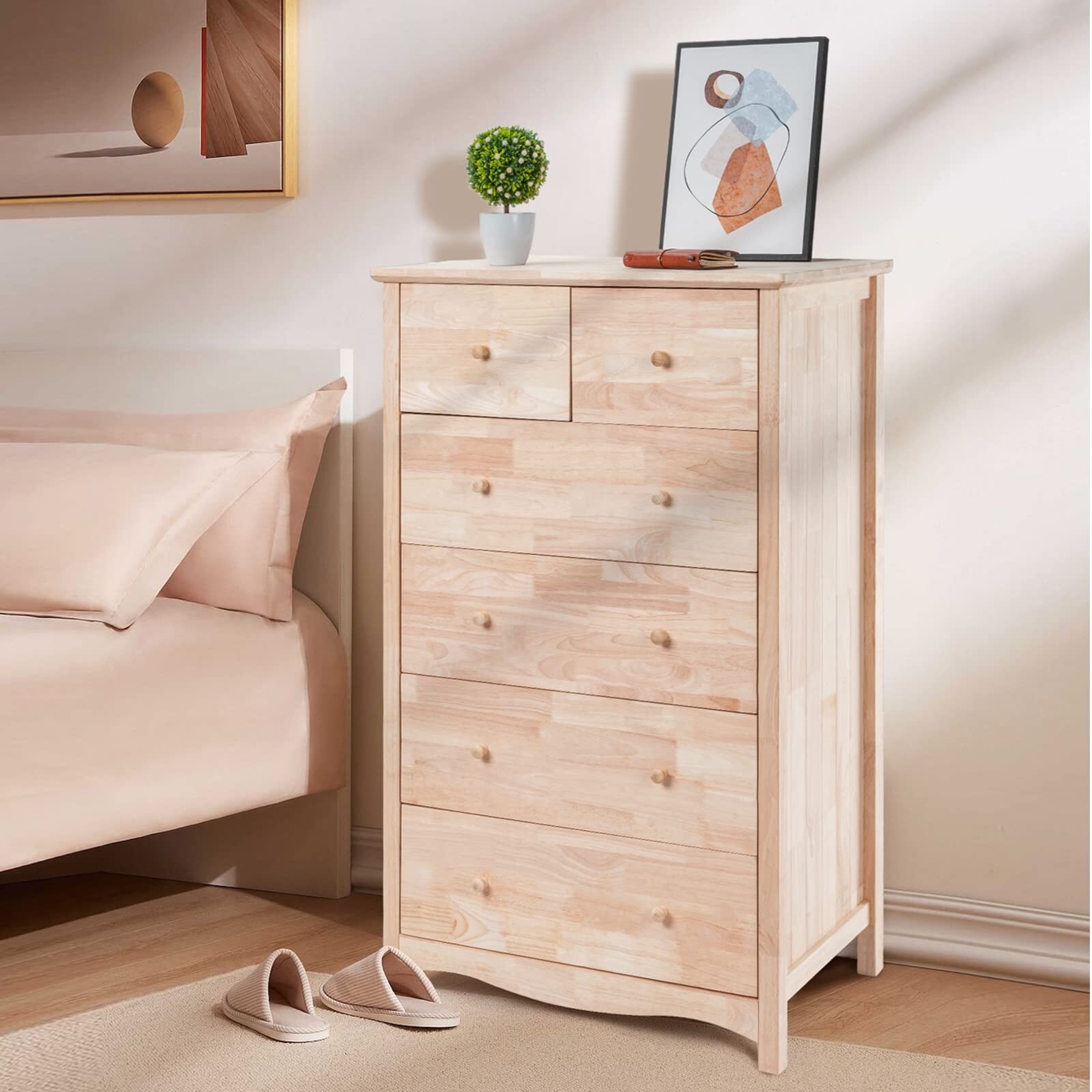 Tall dresser 5 drawer unfinished natural solid wood wooden lingerie chest discount