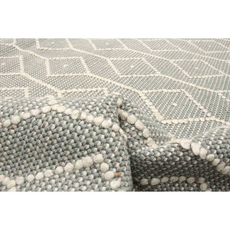 ECARPETGALLERY Braid weave Sienna Green Wool Rug - 5'11 x 8'11