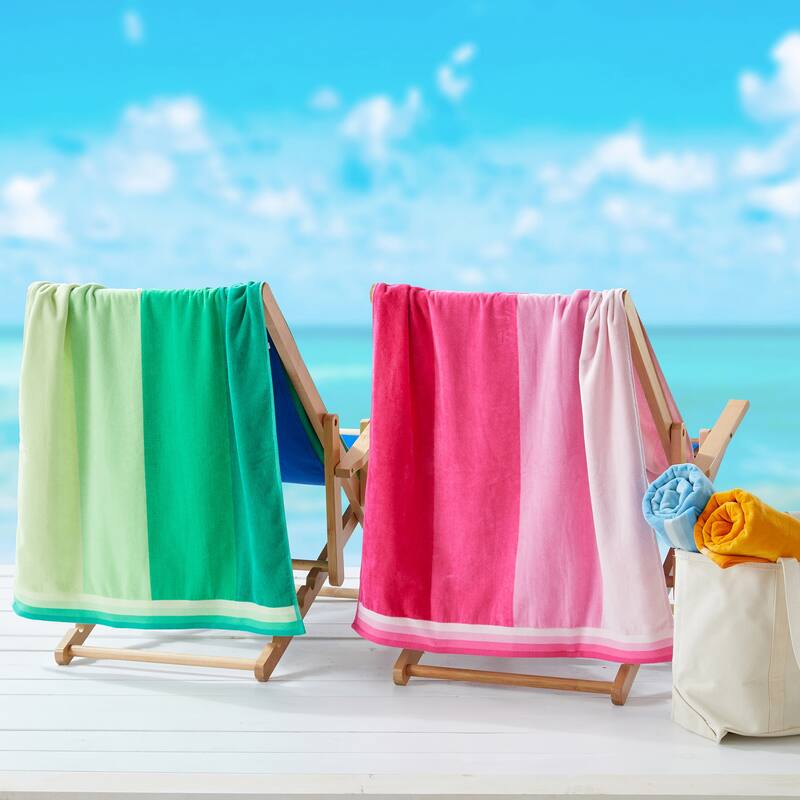 Luxurious Cotton Vibrant Colored Striped Beach Towel