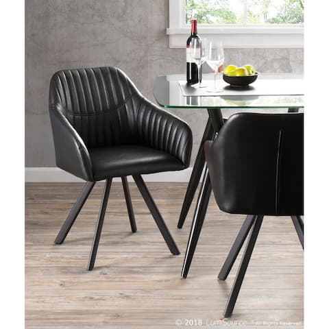 Carbon Loft Aduba Contemporary Pleated Chair in Faux Leather (Set of 2)