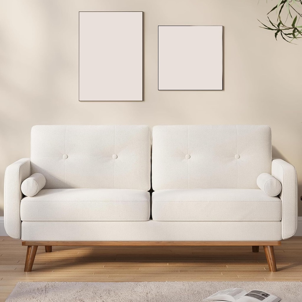 2 Seater Teddy Fleece Boucle Upholstered Sofa Loveseat Couch for Home