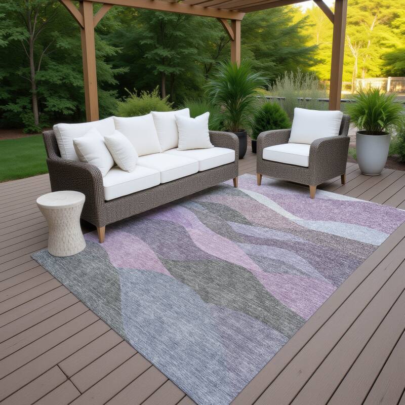 Machine Washable Indoor/ Outdoor Modern Horizon Chantille Rug