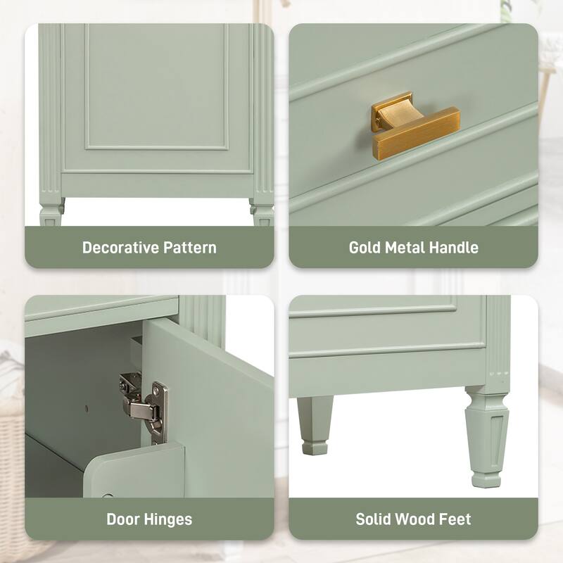 20" Bathroom Vanity with Sink, Freestanding Cabinet with Tilt-Out Drawer, Adjustable Shelf, Solid Wood Legs, Single Hole Faucet