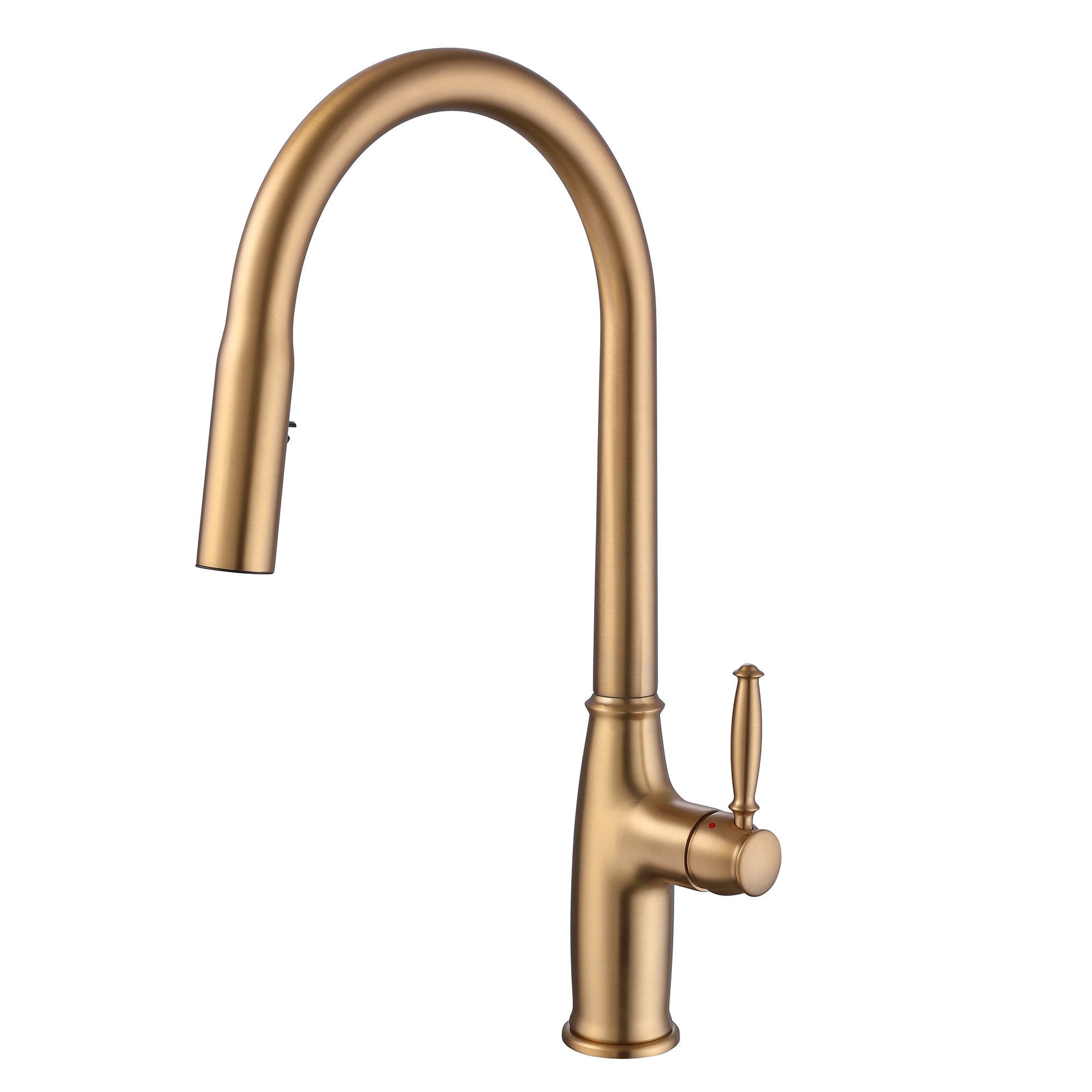 Single Handle Brushed Gold Kitchen Faucet with Pull Down Sprayer Single Hole Kitchen Sink Faucets