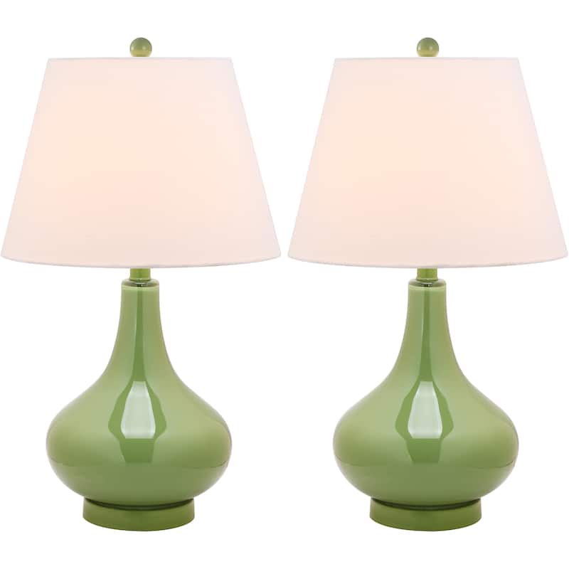 SAFAVIEH Lighting Shanda 24-inch Gourd Glass White Table Lamp (Set of 2) - 14"x14"x24" - 14Wx14Dx24H