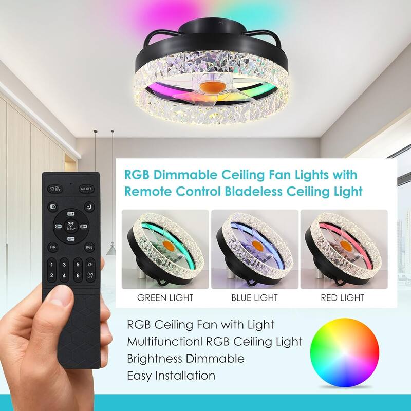 13" Low Profile Ceiling Fan with Light,3CCT 3 Speed Small Ceiling Fan for Bedroom,Closet,Small Room - 13 Inches