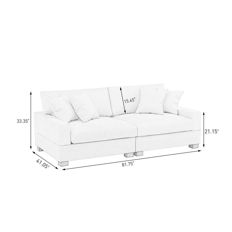 2 Set Chenille Upholstered Modular Sectional Sofa Chaise with Pillows