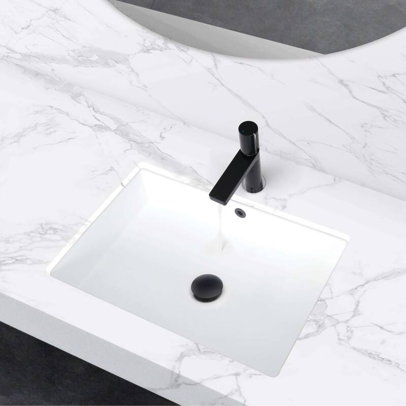 STYLISH 24.5 inches Rectangular Undermount Ceramic Bathroom Sink with 2 Overflow Finishes - 24.5 " x 16.5" x 6.5"