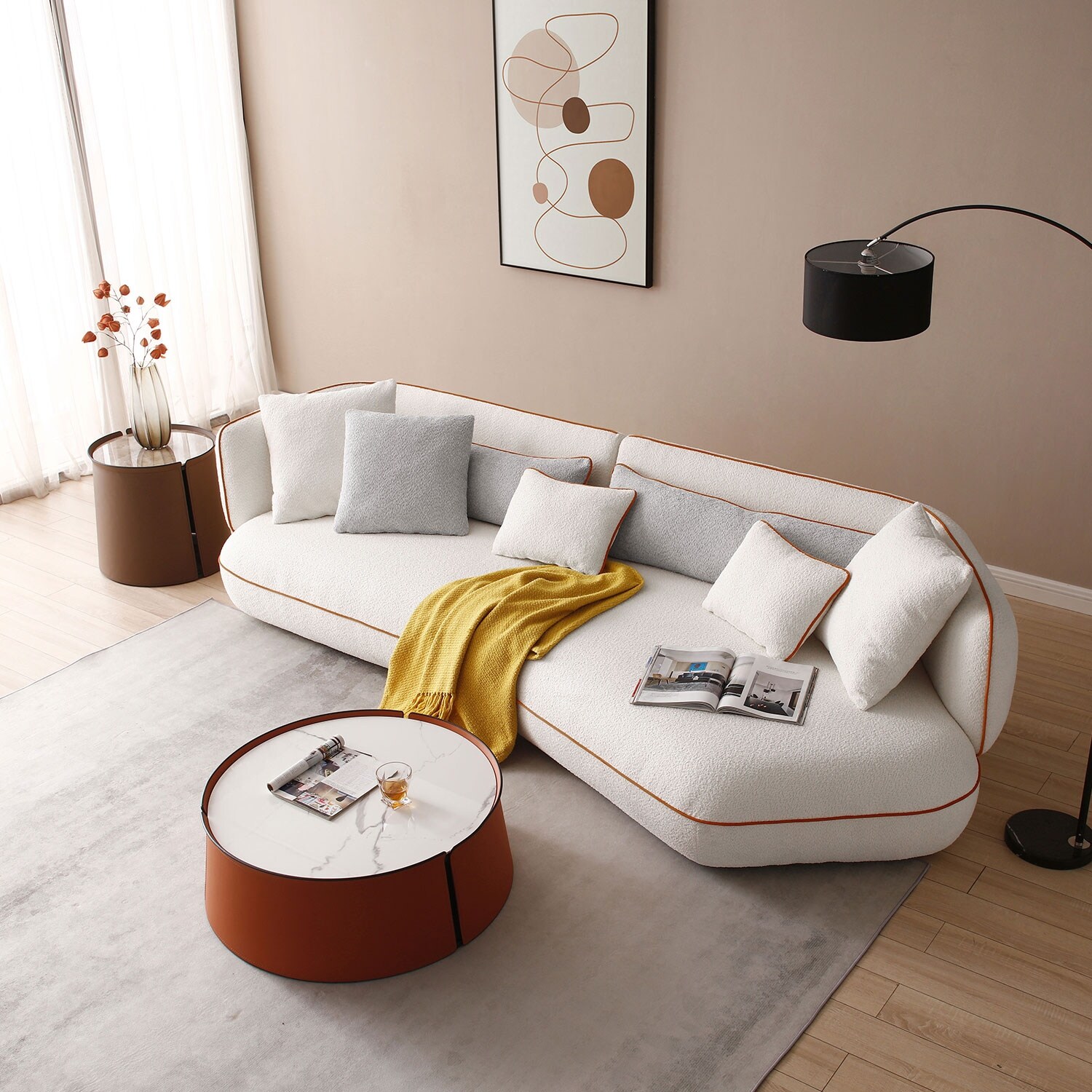 Mid century modern beige sofa sale