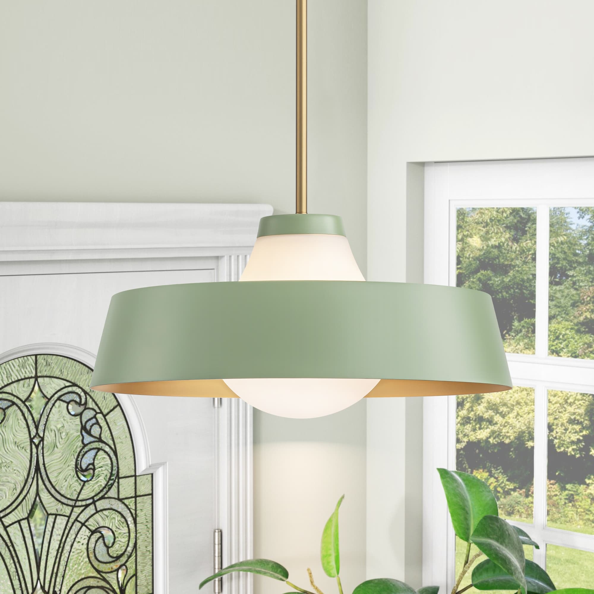 1-Light Modern Dome Frosted Glass Globe Pendant Light For Kitchen Island