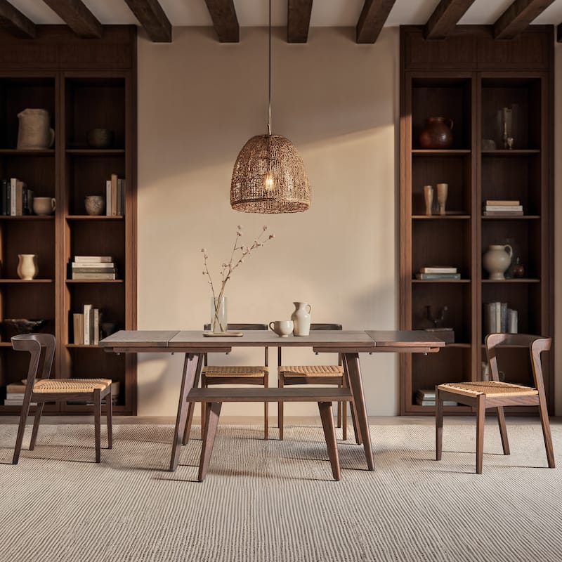 Jennifer Taylor Home Capri Solid Red Oak Wood Extendable Leaf Dining Table