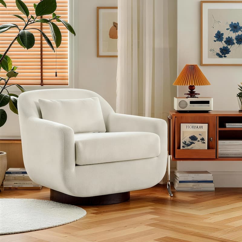Miles Chenille Scandinavian Swivel Lounge Armchair