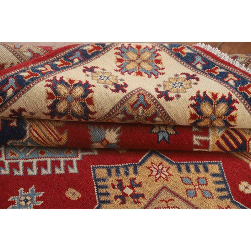 Red Traditional Kazak Area Rug Handmade Wool Carpet - 5'6" x 7'7"