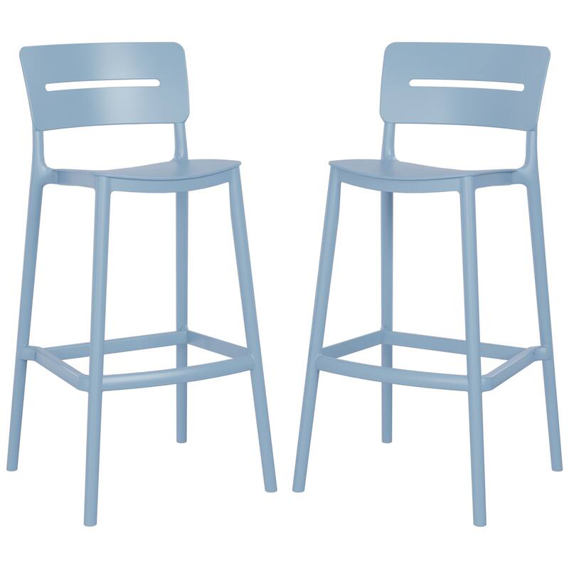 Frond and Form 29.5 Inch Outdoor Bar Stool (Set of 2) - French Blue