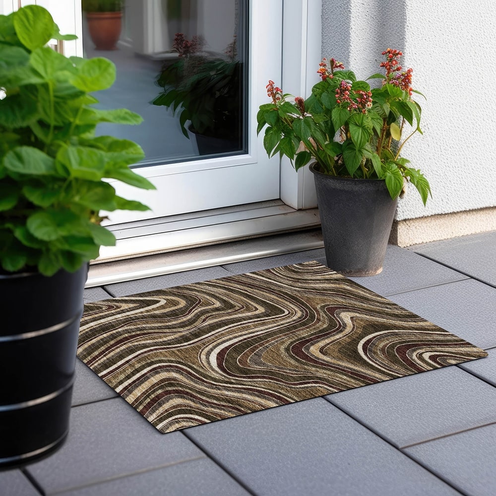Machine Washable Indoor/ Outdoor Chantille Contemporary Abstract Rug