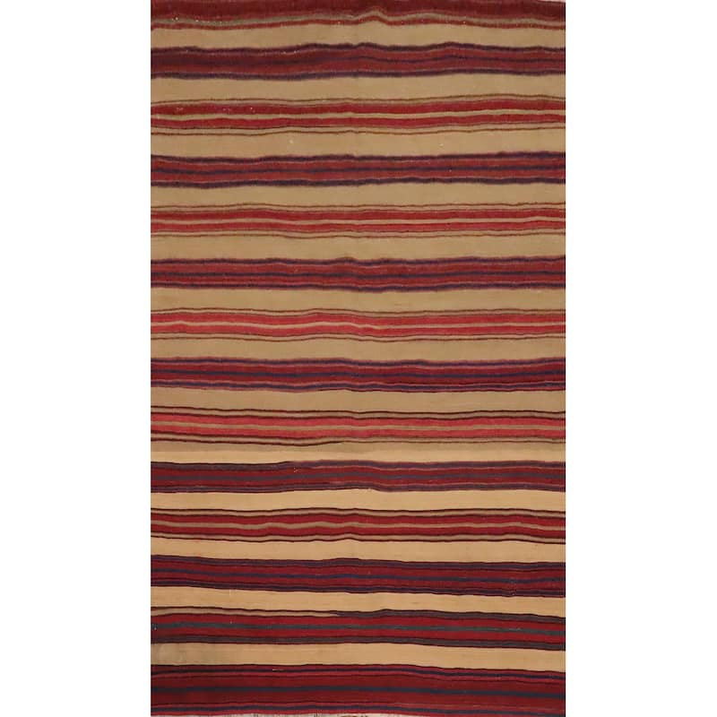 Hand Woven Oriental 100% Wool Carpet Southwestern Geometric Multi-Colored Kilim Area Rug - 8' 6'' X 5' 1''