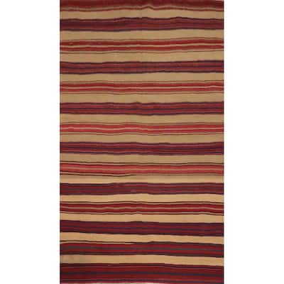 Hand Woven Oriental 100% Wool Carpet Southwestern Geometric Multi-Colored Kilim Area Rug - 8' 6'' X 5' 1''